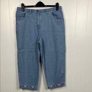 Christopher & Banks Womens Crop Jeans 14 Light Wash 5 Pocket Button Details EUC